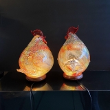 y16373-藝術玻璃-五行雞燈一對 (公雞、母雞) 水晶飾品系列 桌燈
